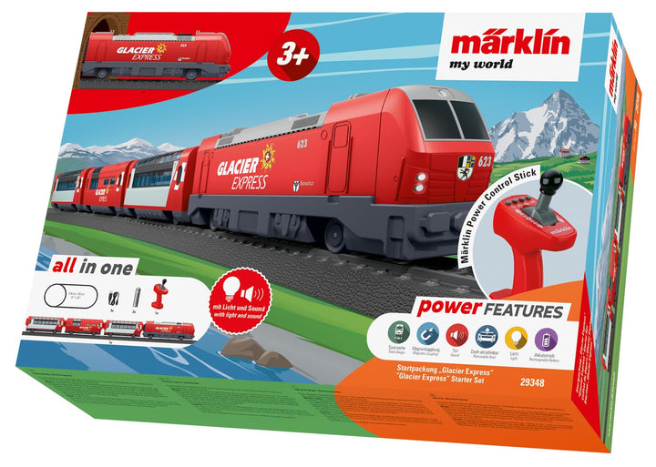 Märklin My World 29348 - Startpackung Glacier Express, akkubetrieben, mit USB Ladekabel und Magnetku
