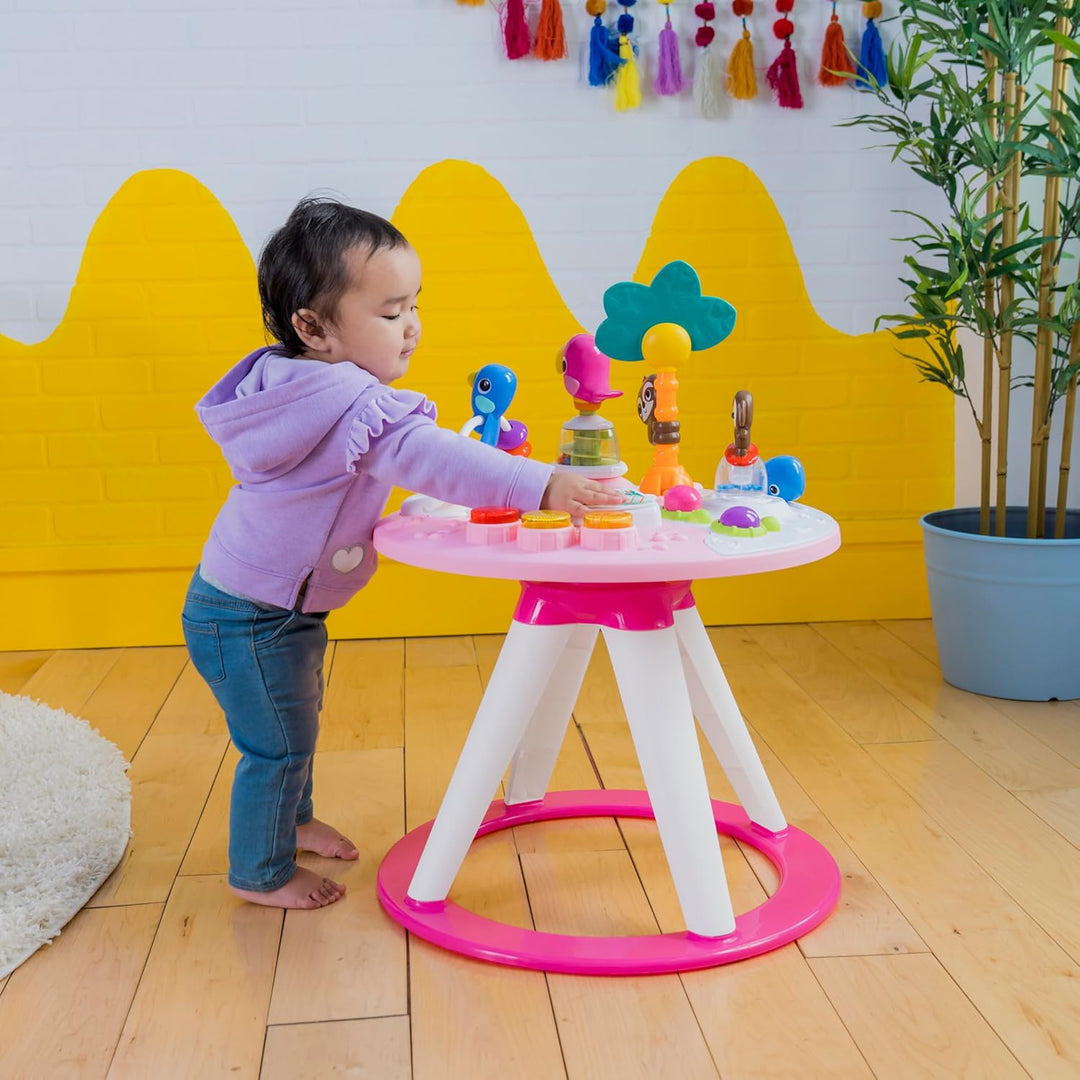 Bright Starts, Around We Go Tropic Coral 2-in-1 Spielstation & Lauflernwagen, Spieletisch mit Lichte