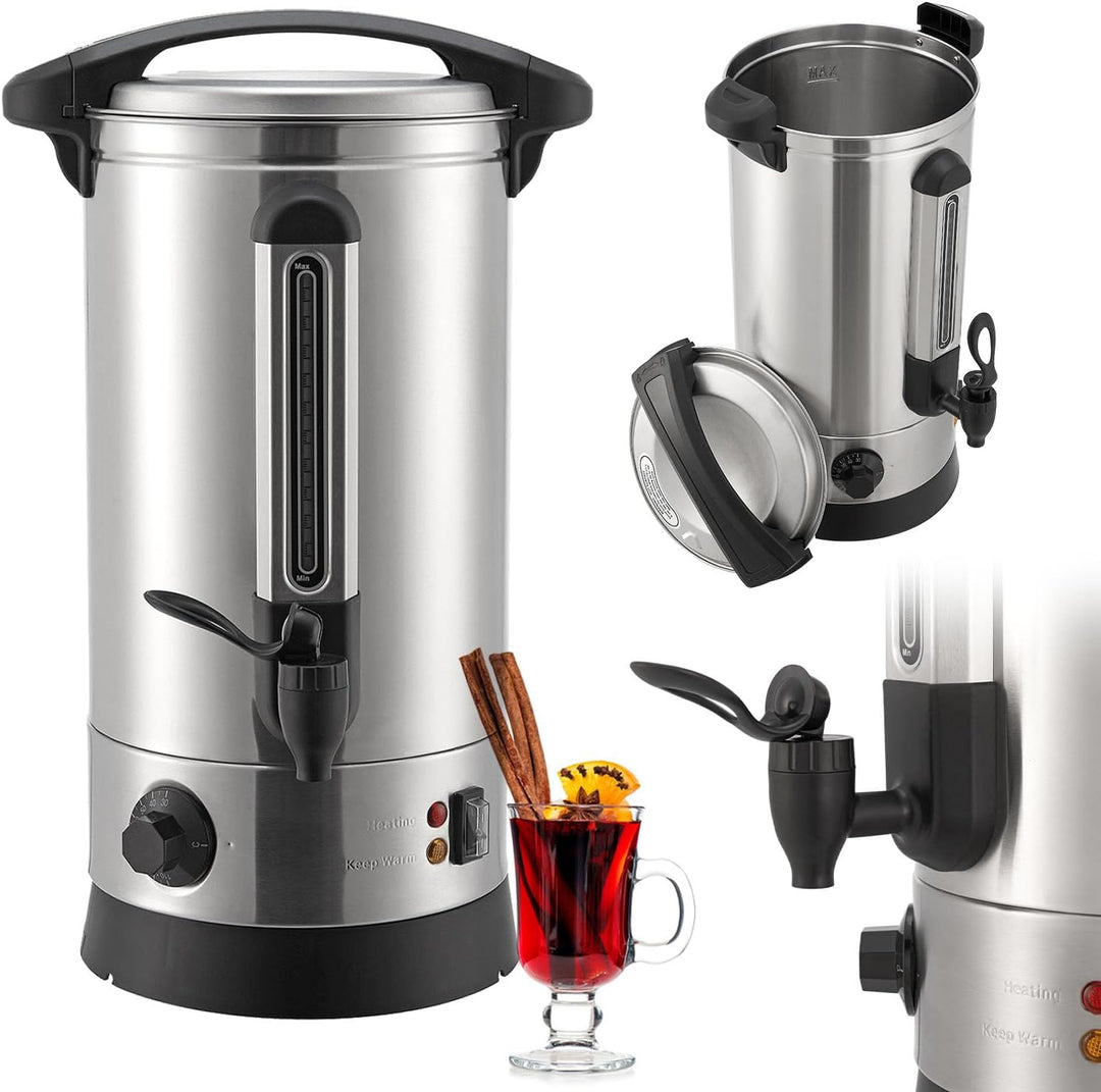 Juskys Glühweinkocher Teramo 10 Liter 1500W mit Zapfhahn, Thermostat & Überhitzungsschutz, 30-110°C,