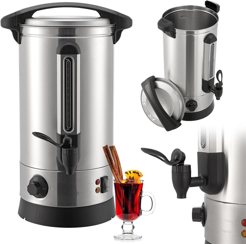 Juskys Glühweinkocher Teramo 10 Liter 1500W mit Zapfhahn, Thermostat & Überhitzungsschutz, 30-110°C,