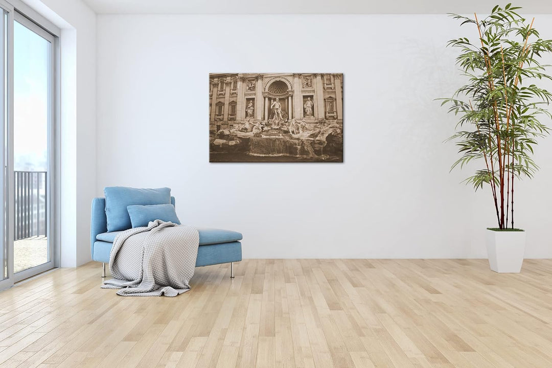 deyoli Trevi Brunnen in Rom Format: 120x80 Effekt: Sepia als Leinwandbild, Motiv fertig gerahmt auf