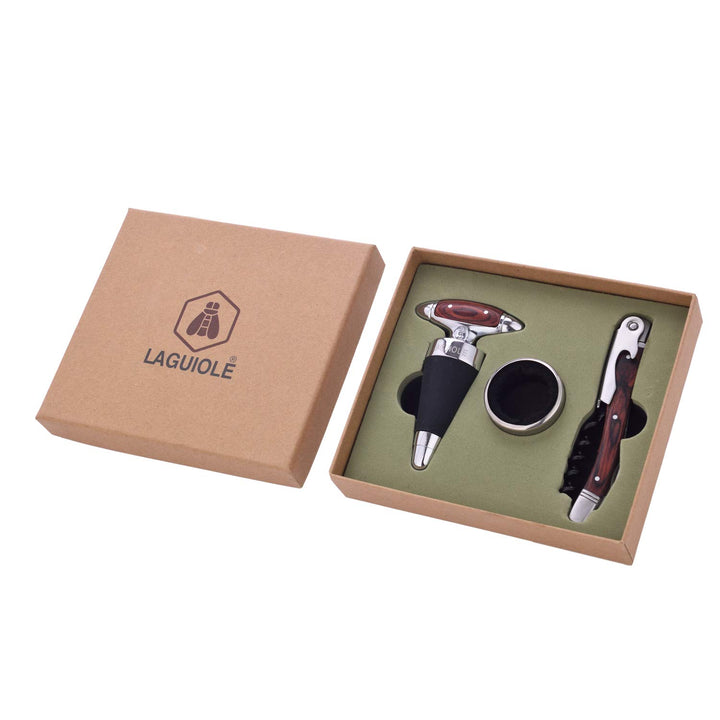 LAGUIOLE - Sommelier Box - Set mit 3 Zubehörteilen: Eleganter Stopper Stopper Holz und Metall, Somme