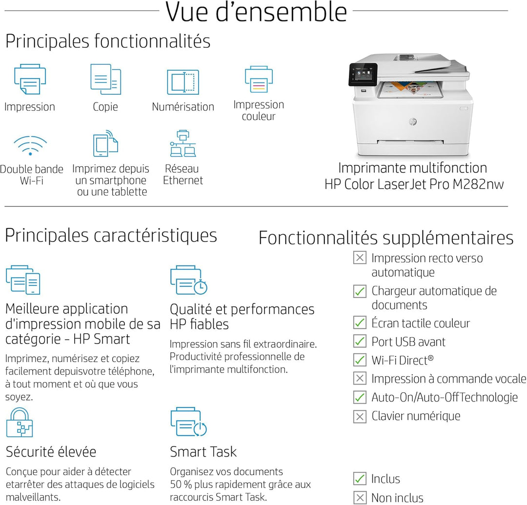 HP Color LaserJet Pro M282nw Multifunktions-Farblaserdrucker (Drucker, Scanner, Kopierer, WLAN, LAN,