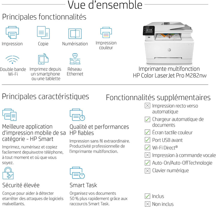 HP Color LaserJet Pro M282nw Multifunktions-Farblaserdrucker (Drucker, Scanner, Kopierer, WLAN, LAN,