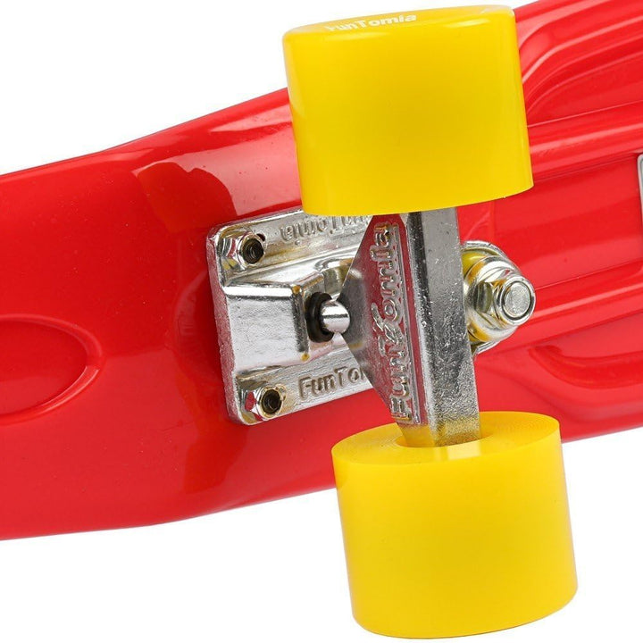 FunTomia Skateboard 57cm Mini-Cruiser Board mit T-Tool, ABEC-9 Kugellager, LED Rollen, Kinder Anfäng