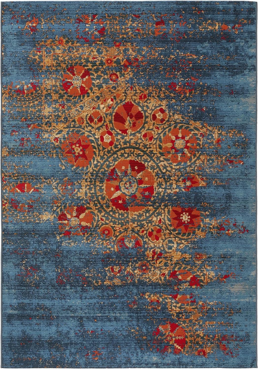 benuta PLUS In- &amp; Outdoor-Teppich Artis Multicolor/Blau 80x165 cm - Outdoor-Teppich für Balkon &amp; Gar