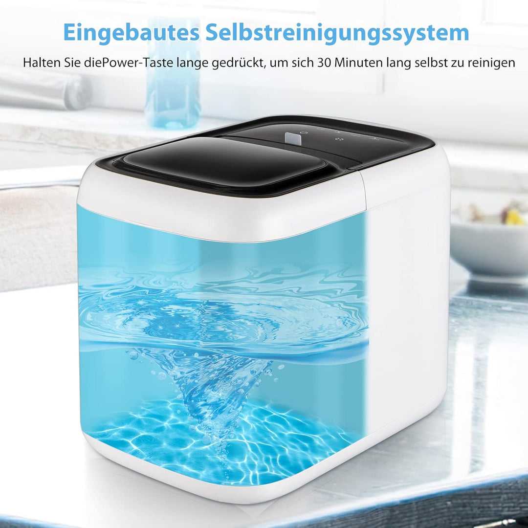 GOPLUS Eiswürfelmaschine von 15 kg/24H, Eiswürfelbereiter mit 2 Würfelgrössen, 2L Wassertank, Selbst