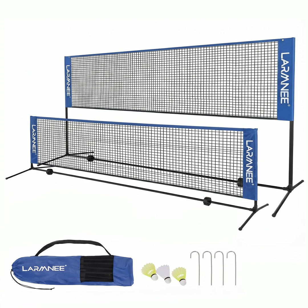 LARMNEE Badmintonnetz, Volleyballnetz, Federballnetz, 3-Fach-Höhenverstellbar 107/120/155cm, Tragbar