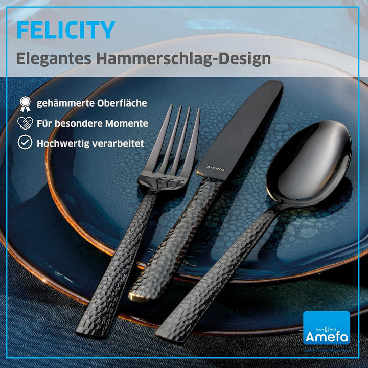 Amefa Besteckset 42-teilig FELICITY | Hochglanzpoliert | Spülmaschinenfest | 18/0 Edelstahl | 13/0 K
