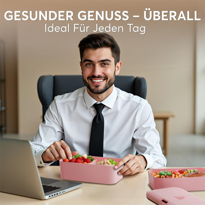 Umami Lunchbox Erwachsene, Verschachtelbar Auslaufsichere Bento Box mit 4 Bestecke & Fächern, Brotdo