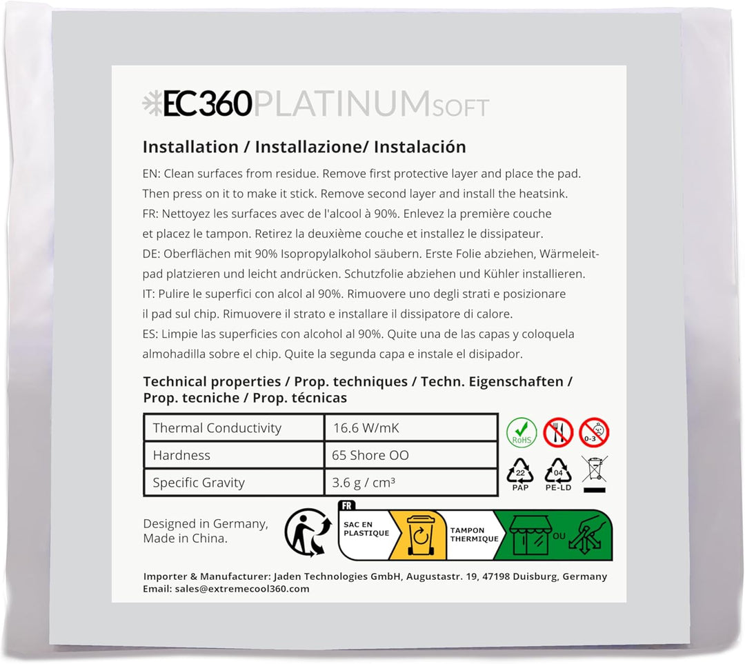 EC360® PLATINUM SOFT 16,6W/mK Wärmeleitpad (50 x 50 x 2,0 mm, Soft), 50 x 50 x 2,0 mm, Soft
