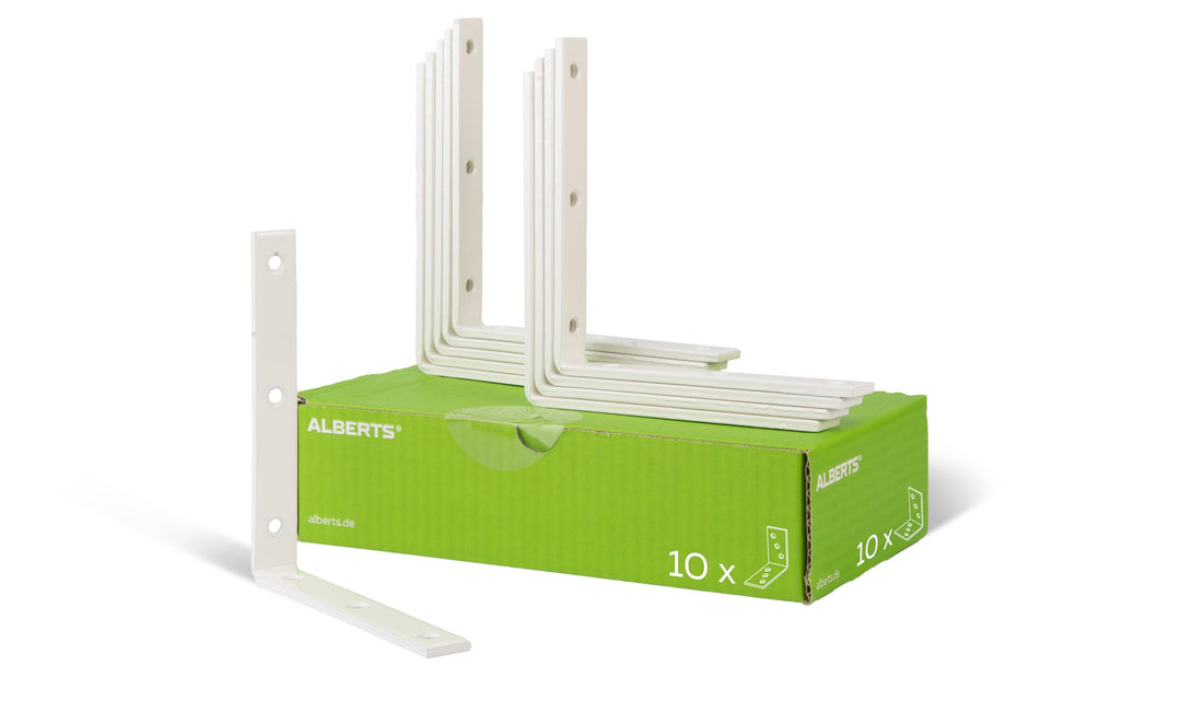 Alberts 847869 Balkenwinkel | schmal | weiss kunststoffbeschichtet | 160 x 160 x 20 mm | 10er Set 16