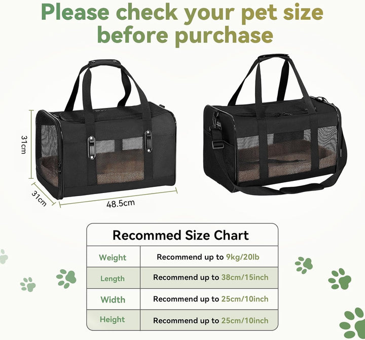 Petsfit Transporttasche Katze für Auto, Hundetasche mit Gurtschnalle Transportbox Katze mit weichen