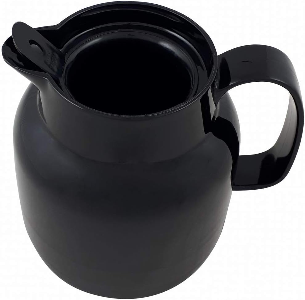 Helios Mondo Kunststoff-Isolierkanne mit Teesieb, Schwarz, 14.2 x 13.6 x 19.3 cm 14.2 x 13.6 x 19.3