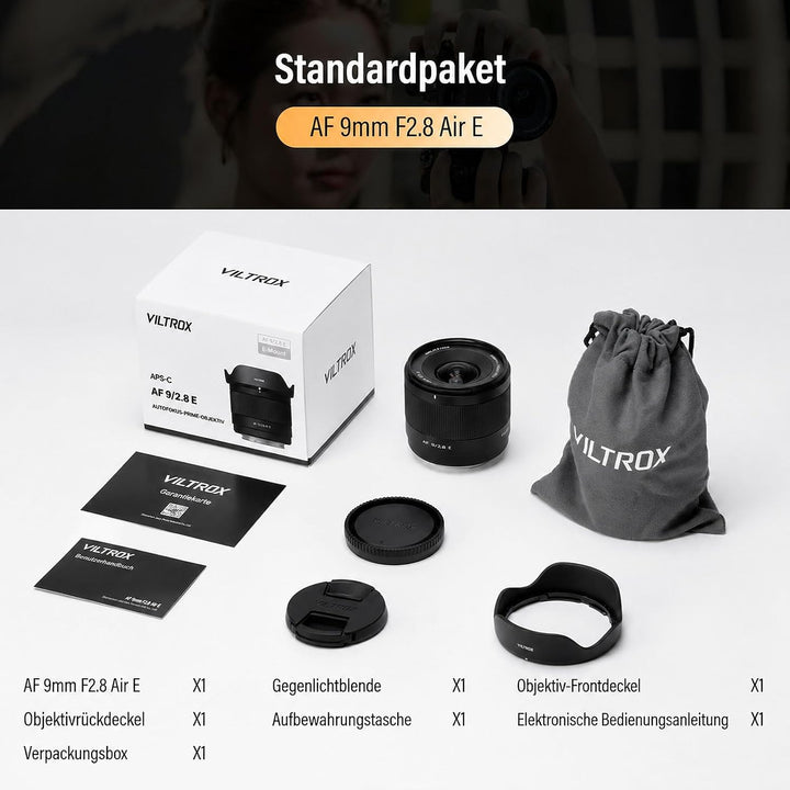 VILTROX 9mm F2.8 E Air AF E-Mount APS-C Ultra-Weitwinkel-Autofokus-Festbrennweitenobjektiv für Sony