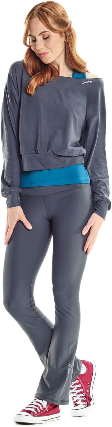 WINSHAPE Damen Functional Light and Soft Cropped Long Sleeve Top Ls003ls Yoga-Shirt S Anthracite, S