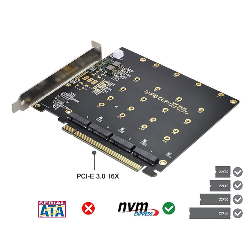 Chenyang CY M.2 NVME Gen 3.0 Adapter NVME M.2 AHCI X4 zu PCI-E Express 3.0 Gen3 X16 RAID-Karte mit L