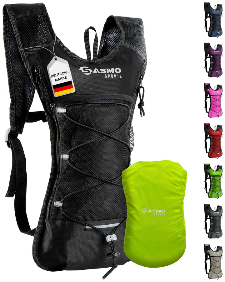 SASMO® Laufrucksack 6L (Schwarz) mit Thermofach | Lauf Rucksack - Ultraleicht 300g | Laufrucksack Da