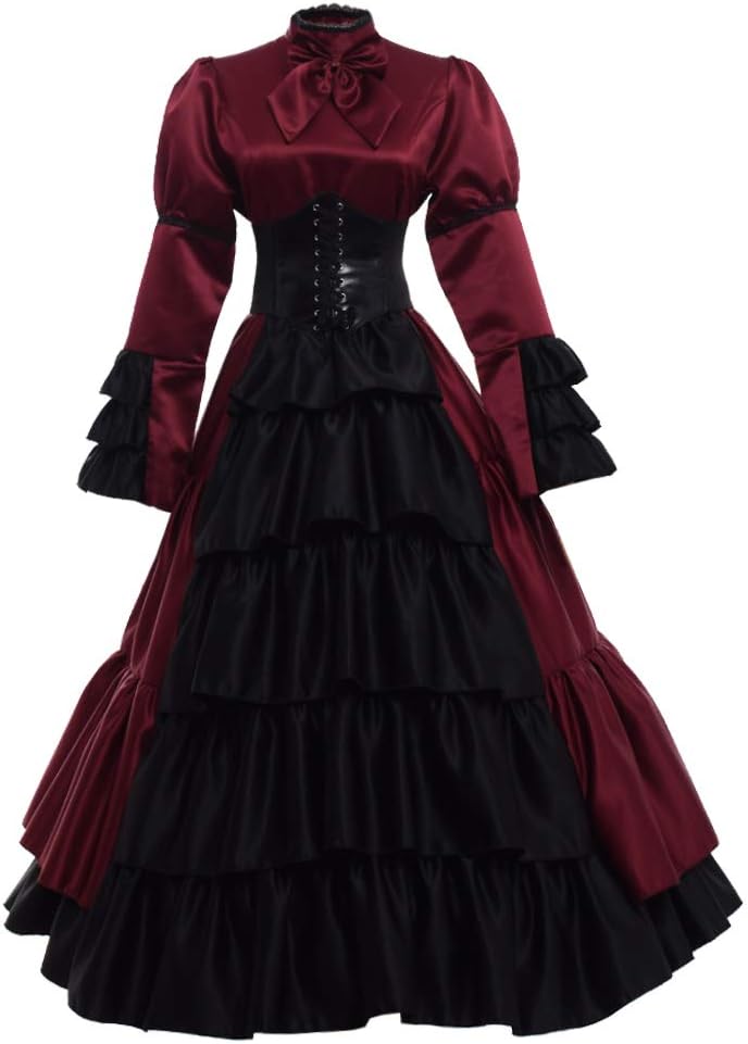 GRACEART Frauen mittelalterlichen viktorianischen Kostüm Vintage Rüschen Fancy Dress mit Krinoline u