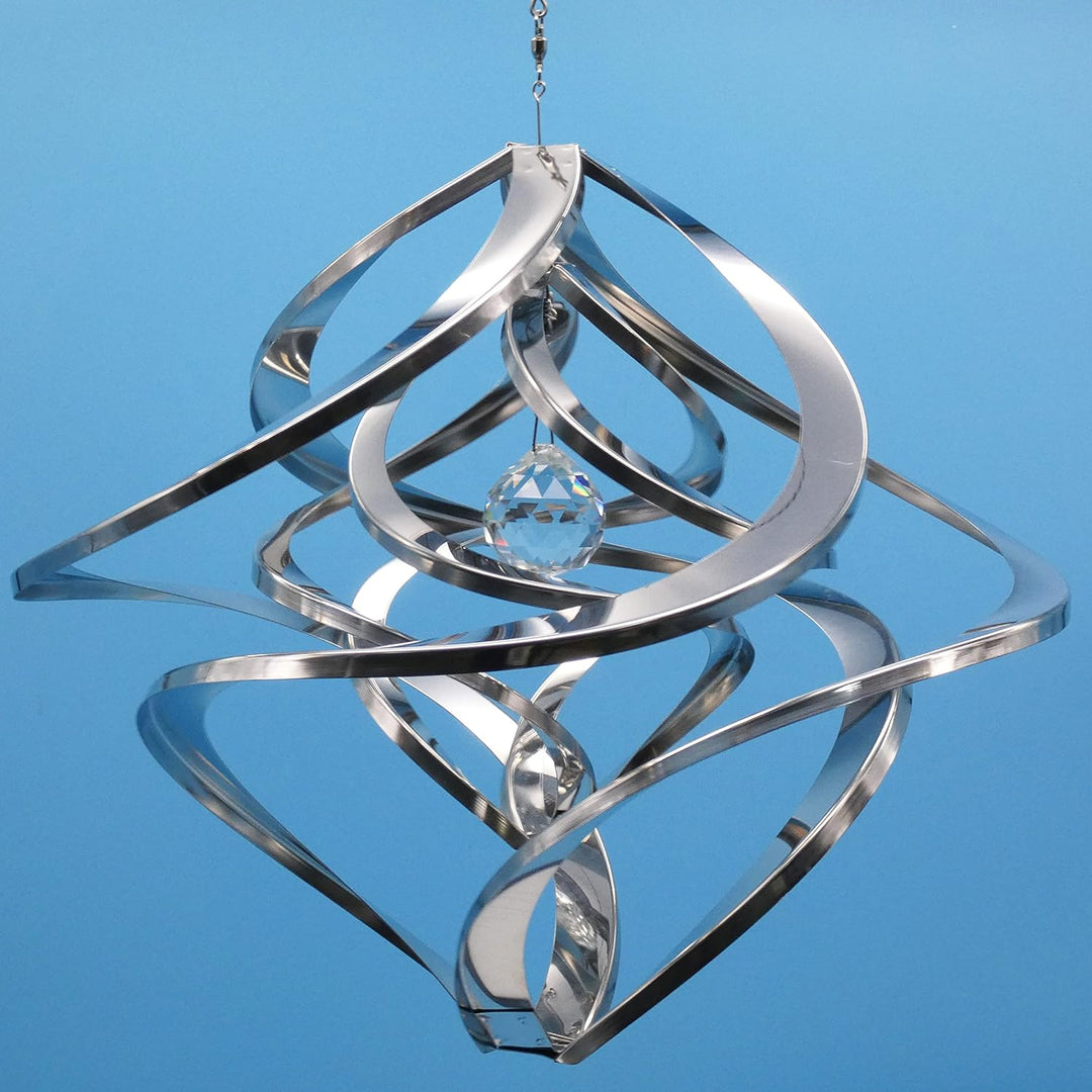 Pommerntraum ®| Edelstahlwindspiel MIT 4 cm KRISTALL ROSTFREI Windspiel Edelstahl Winddancer Unruhe