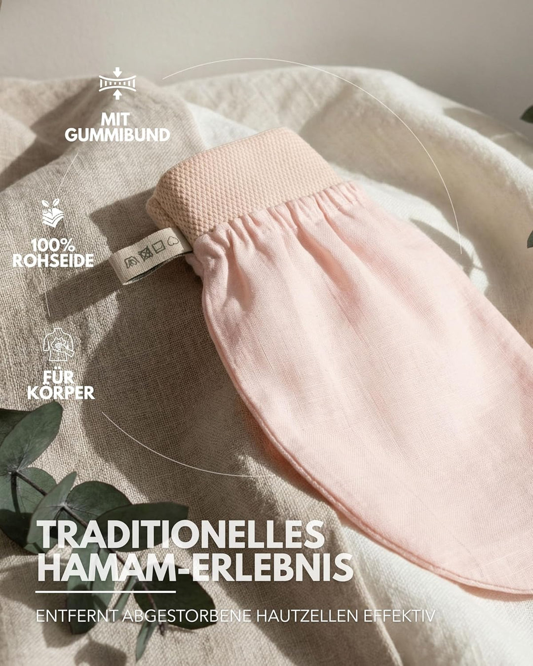 Seiden Peelinghandschuh für Körper I Pflegehandschuh aus 100% Rohseide I Mit Sericin für antibakteri