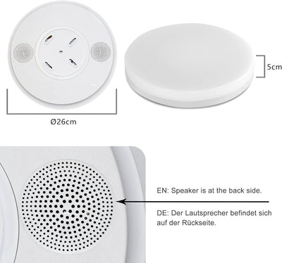 JDONG Bluetooth Deckenlampe mit Zwei lautsprecher IP44 Wasserdicht Badzimmerlampe Deck Led Deckenleu