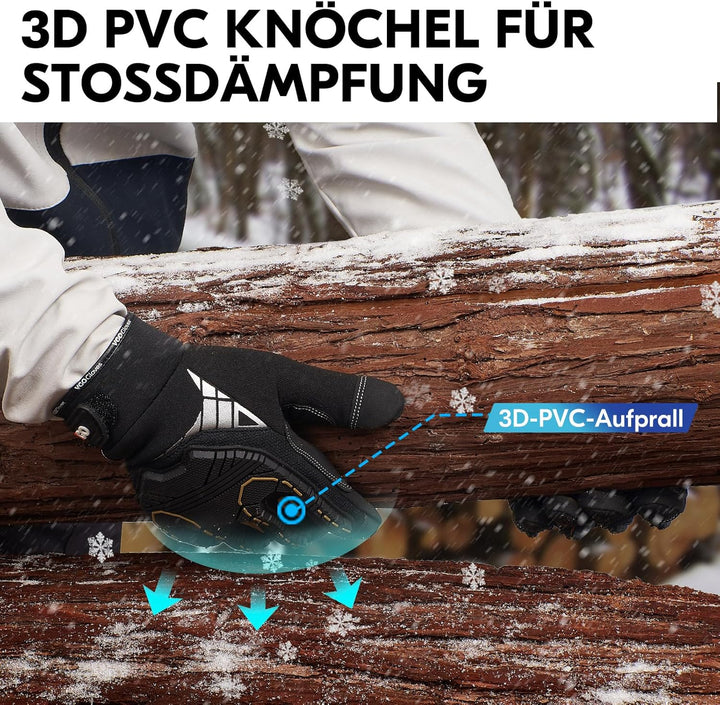 Vgo... 1 Paar Winter Mechaniker Arbeitshandschuhe, 32°F/0℃ kältefest, wasserdicht, stossfest, strapa