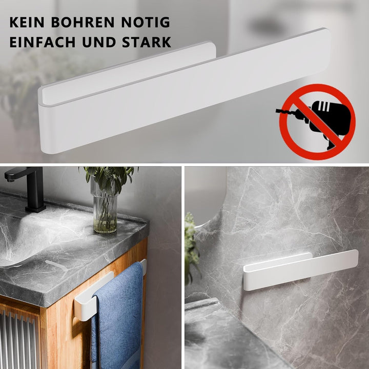 Aikzik Handtuchhalter ohne Bohren, Aluminium Vollmetall Handtuchstange zum Kleben für Bad &amp; Küche, W