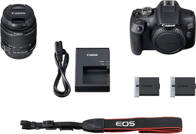 Canon EOS 2000D Spiegelreflexkamera Battery Kit (24,1 MP, DIGIC 4+, 7,5 cm (3,0 Zoll) LCD, Display,