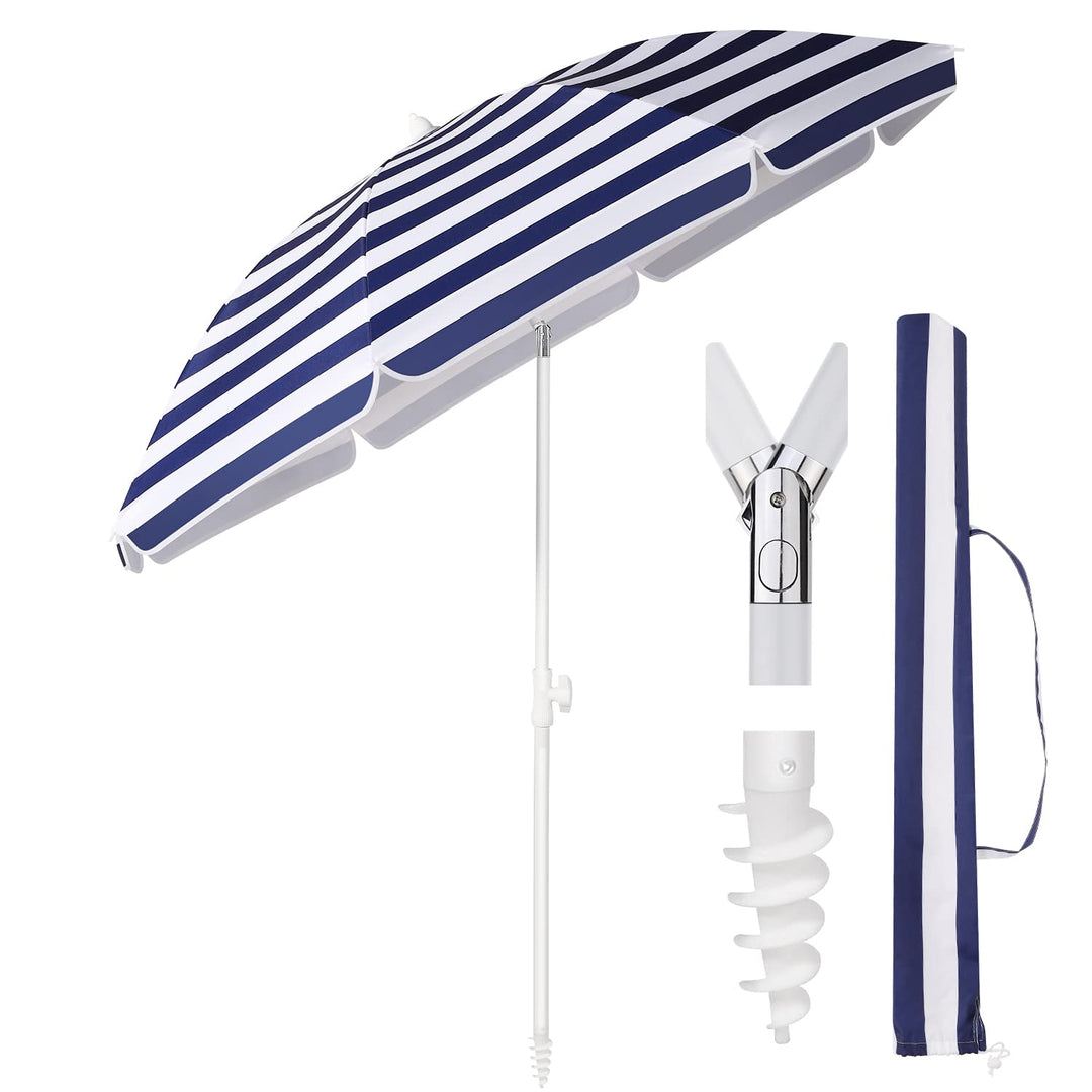 Sekey® 160 cm Sonnenschirm Stabil Strandschirm mit Bodenhülse & Schutzhülle für Balkon Garten & Terr
