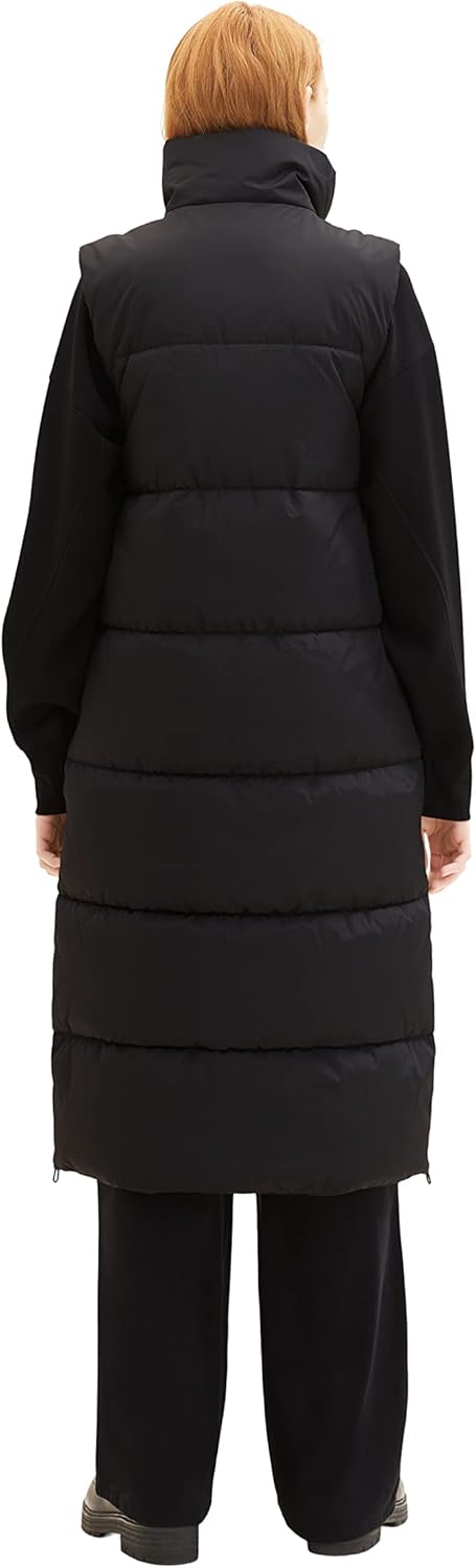 TOM TAILOR Denim Damen Denim Longstyle Puffer Weste XS 14482-deep Black, XS 14482-deep Black