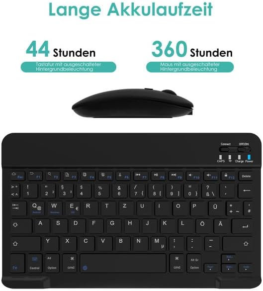 LAMA Kabellose Bluetooth Tastatur & Maus, wiederaufladbare Ultra-dünn Universal Tablet Tastatur, kom