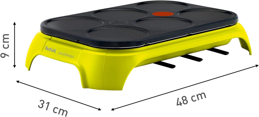 Tefal PY5593 Crep'Party Colormania Crêpemaker | Platte mit 6 Crêpe-Mulden | Thermo-Spot-Temperaturin