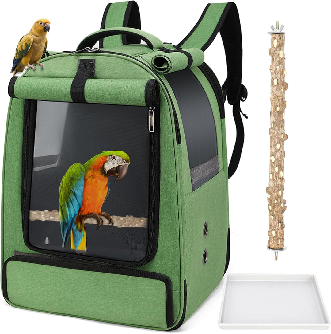 ALLSOPETS Vogelrucksack Leicht und Atmungsaktiv Tragbarer Papageiträger für Kleine Tiere mit Ständer