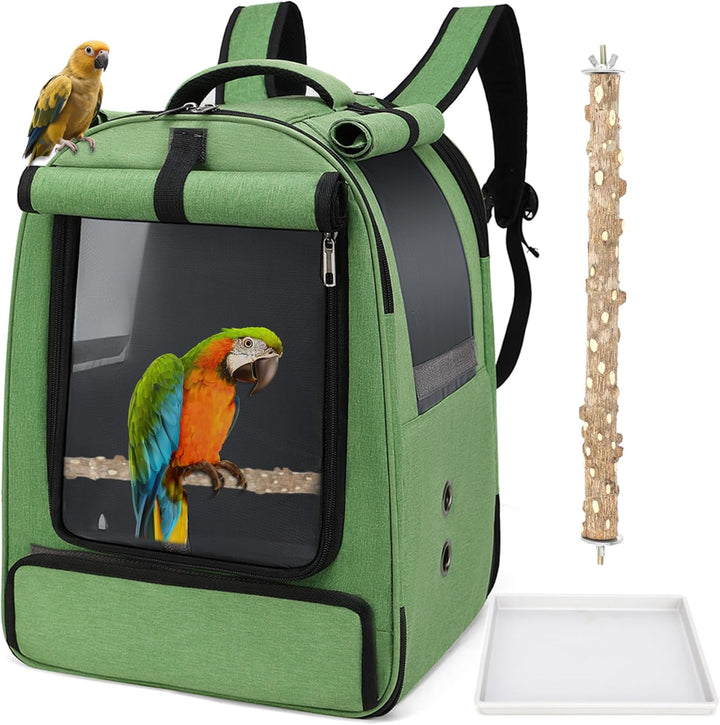 ALLSOPETS Vogelrucksack Leicht und Atmungsaktiv Tragbarer Papageiträger für Kleine Tiere mit Ständer