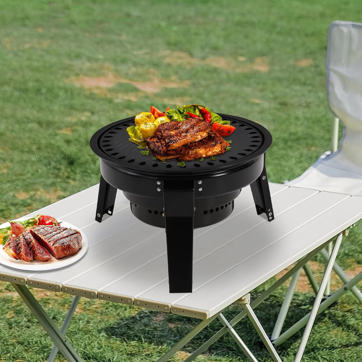 Holzkohlegrill, Grill Kohlegrill, BBQ Grill mit Grillpfanne & Holzkohle-Netz, Tragbar, Zerlegbar, fü