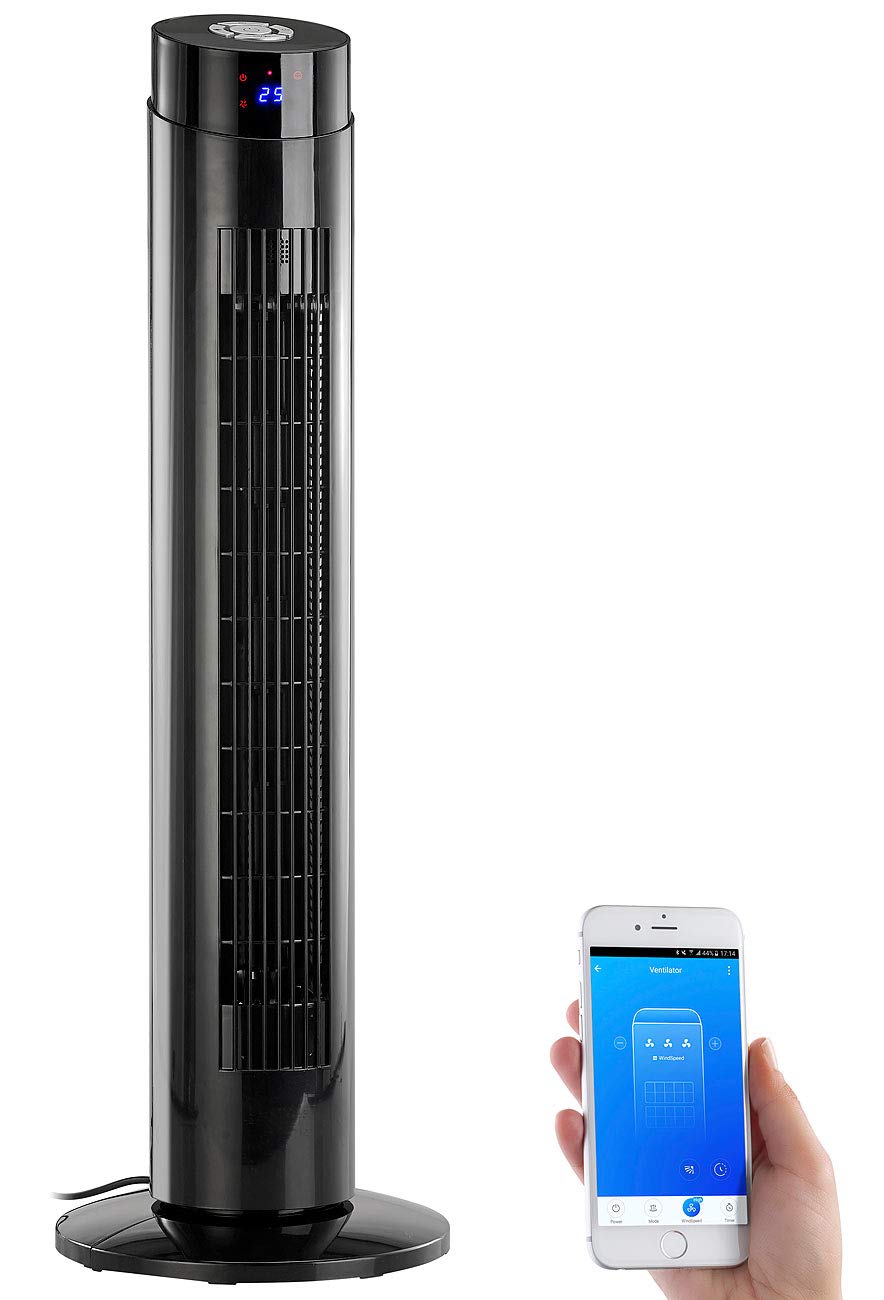 Sichler Haushaltsgeräte Ventilator Turm: Turmventilator, Ionisator, WLAN & App, Siri, Alexa & Google