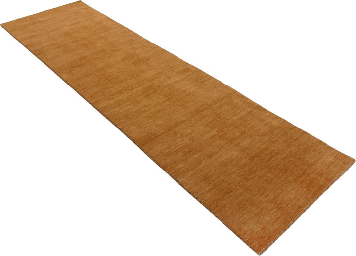 RUG PRINCE Wollteppich Gabbeh Uni 80x200 Handgewebt Läufer Gelb Einfarbig Handarbeit Zimmer Gelb 80x