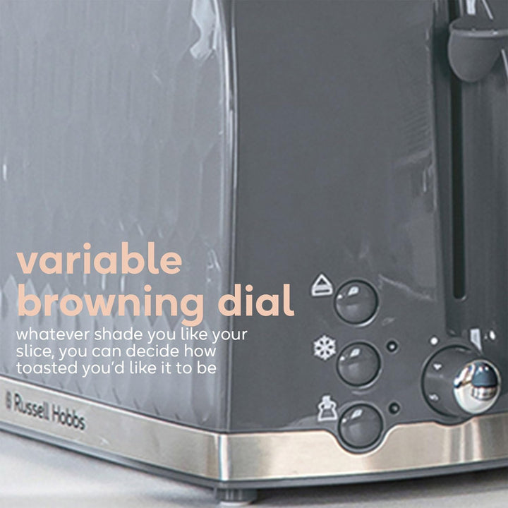Russell Hobbs 26063 Waben-Toaster mit 2 Scheiben (extra breite Schlitze, hohe Hebefunktion, 6 Bräunu