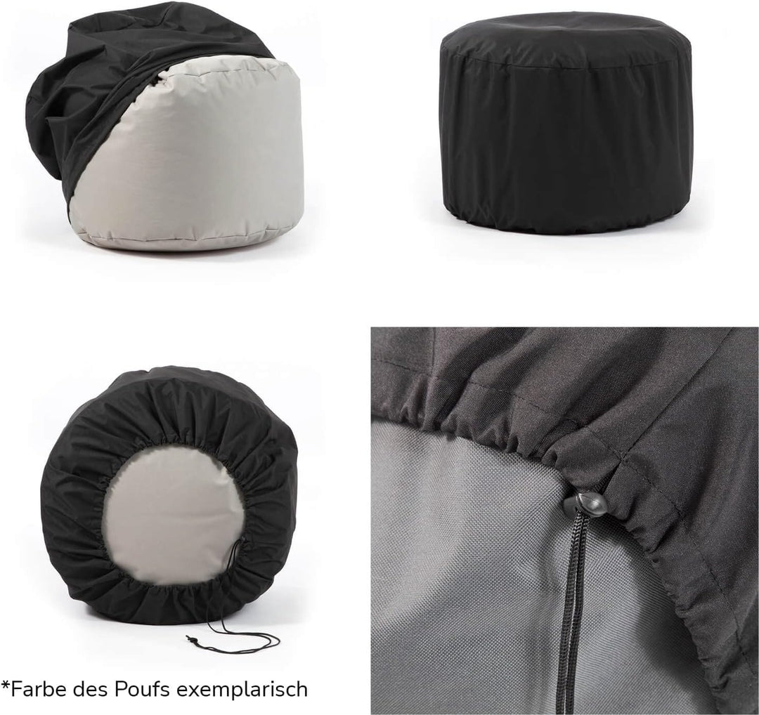 mokebo® Outdoor Pouf o. Hocker 60x40cm in Anthrazit mit schwarzer Schutzhülle &