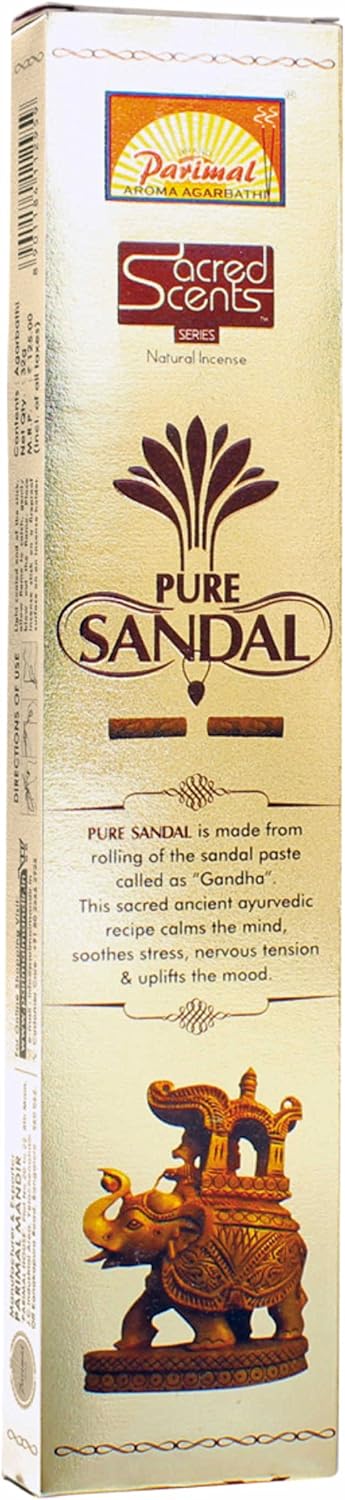 Parimal Sacred Scents Räucherstäbchen, natürliche Sandale, 6 Packungen à 28 g in einer Box, Export-Q