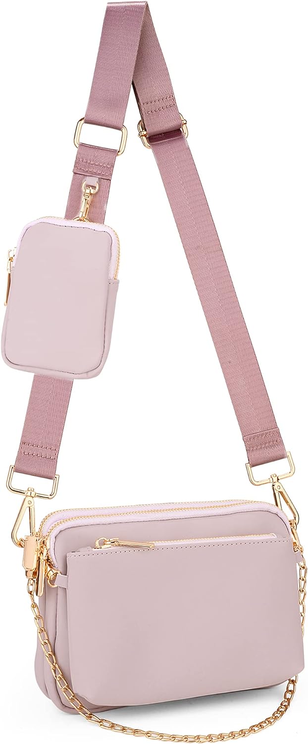 UTO Kleine Umhängetasche Damen 3 in 1 Crossbody Bag Damen Breiter Gurt mit Münzbeutel Handtasche mit