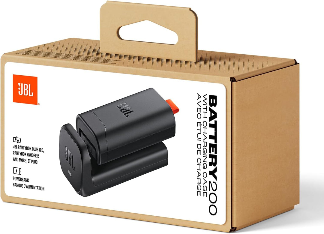 Der JBL Battery 200 mit Ladecase lässt Sich in Sekundenschnelle austauschen, sodass Ihre JBL PartyBo