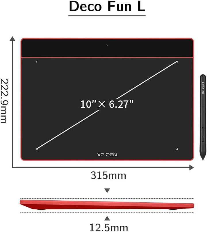 XP-PEN Deco Fun L Grafiktablett zum Zeichnen, 25,4 x 15,2 cm (25,4 x 15,7 cm), mit passivem Eingabes