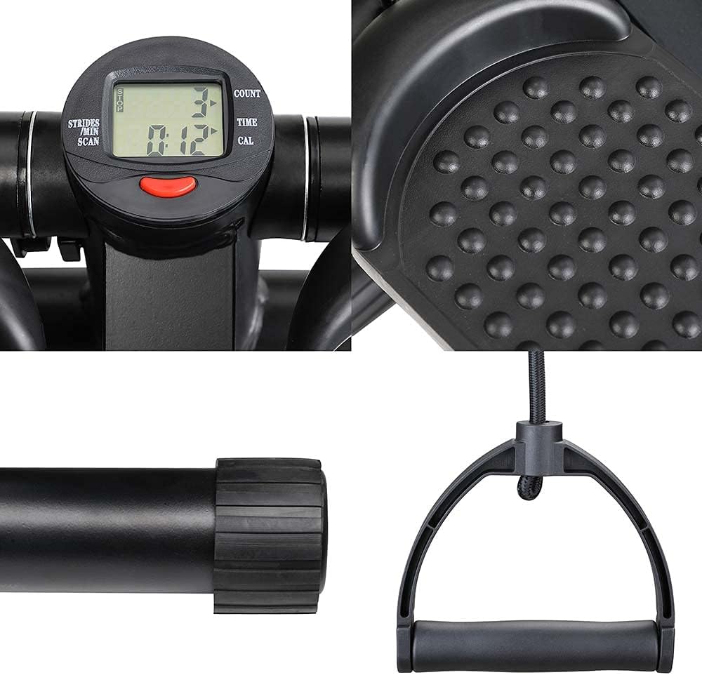 BAKAJI Stepper Fitness-Training, Cardio, Beine, Hüfte, mit LCD-Display, Kalorien, Zeit und Hanteln,