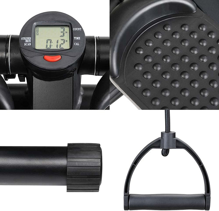 BAKAJI Stepper Fitness-Training, Cardio, Beine, Hüfte, mit LCD-Display, Kalorien, Zeit und Hanteln,