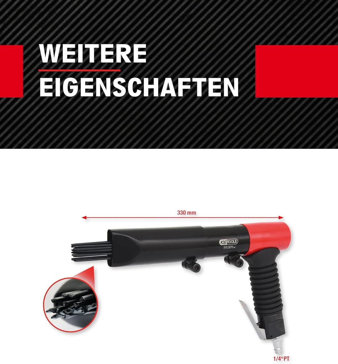 KS Tools 515.3070 3/8" Druckluft-Nadelentroster, max.6,3bar, 1/4''PT, rot /
