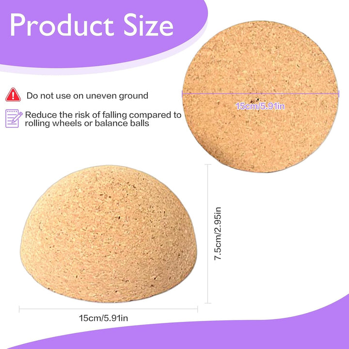 Balance Board Kork-Halbkugel aus massivem Kork Ø 15 cm, Gleichgewichts Trainer für Kinder und Erwach