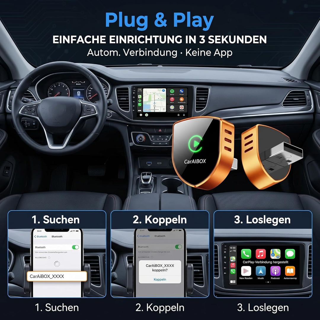 2026 2-in-1 Wireless CarPlay & Android Auto Adapter, Schild-Metallgehäuse, Ultraschneller WiFi 6 Don