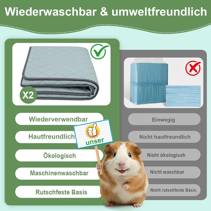 2 Stück pipipads meerschweinchen Wiederverwendbare - Super Saugfähig & rutschfest, Ideales Meerschwe
